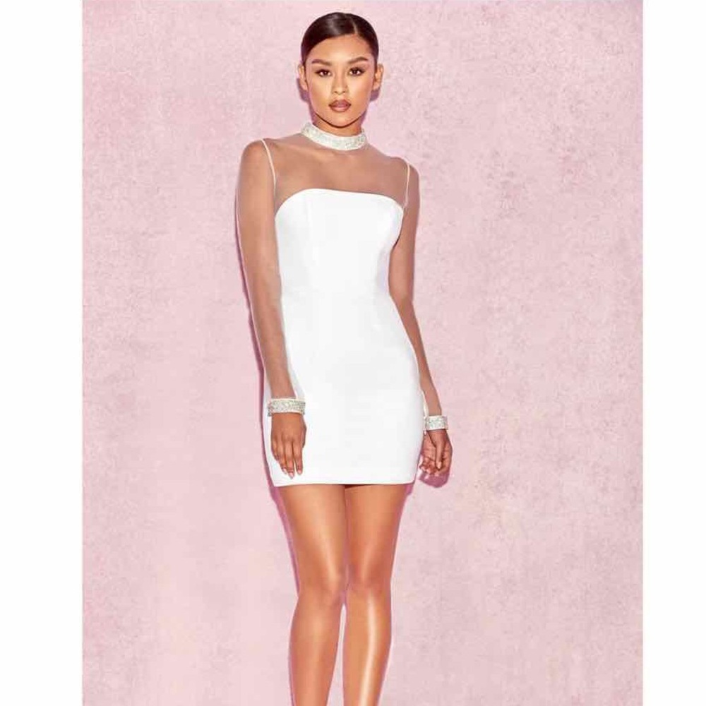 House of CB 'Niseka' White Pearl Embellished Dress